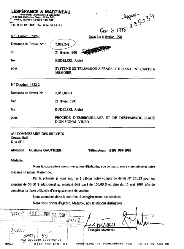 Document de brevet canadien 2028248. Correspondance reliée au PCT 19980206. Image 1 de 1