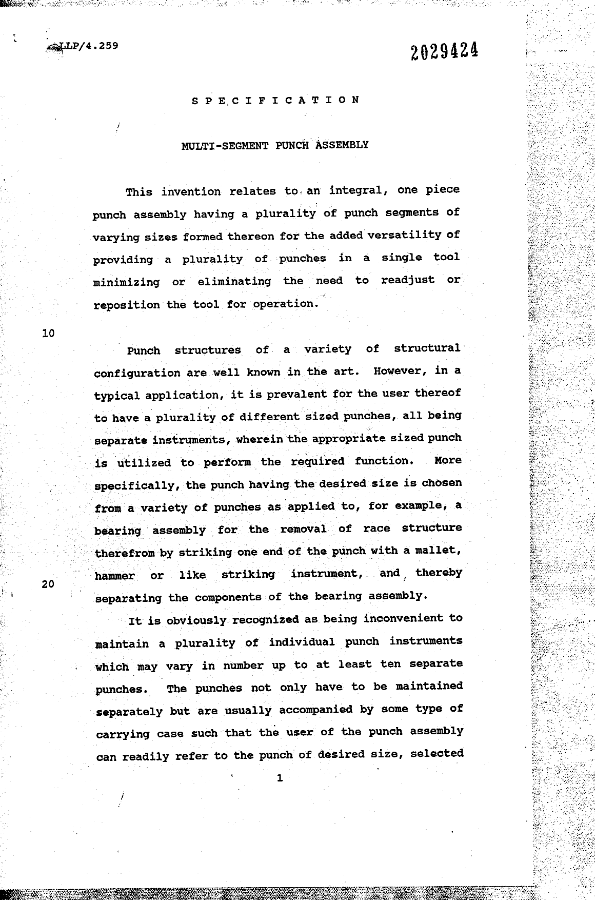 Document de brevet canadien 2029424. Description 19910531. Image 1 de 7