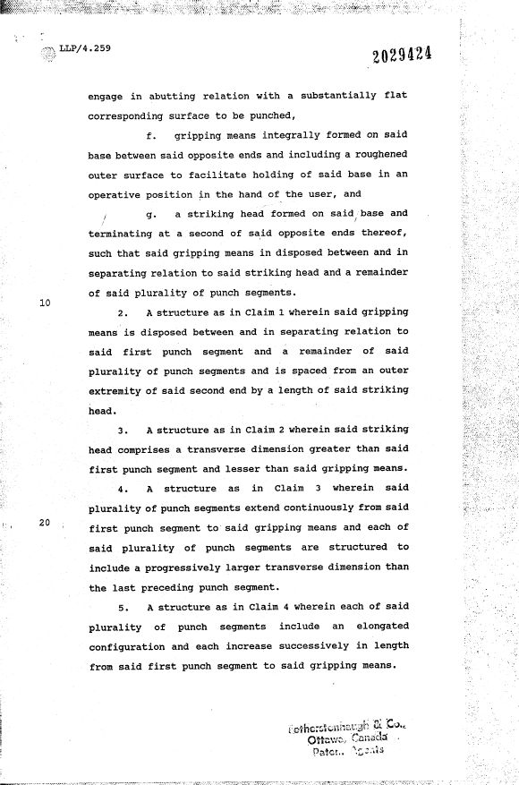 Document de brevet canadien 2029424. Revendications 19910531. Image 2 de 2