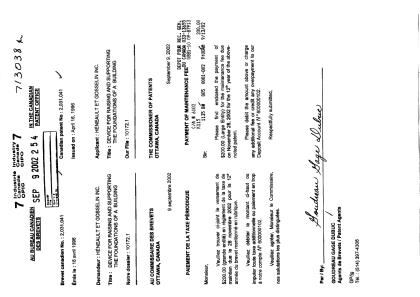 Document de brevet canadien 2031041. Taxes 20011209. Image 1 de 1