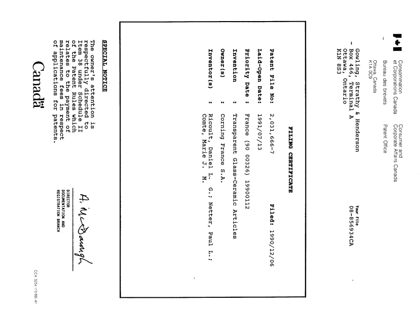 Canadian Patent Document 2031666. Assignment 19901206. Image 6 of 6