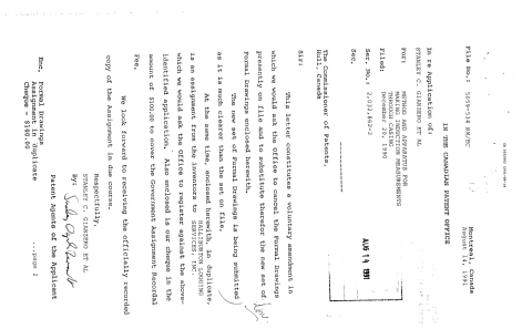 Canadian Patent Document 2032862. Prosecution Correspondence 19910814. Image 1 of 2