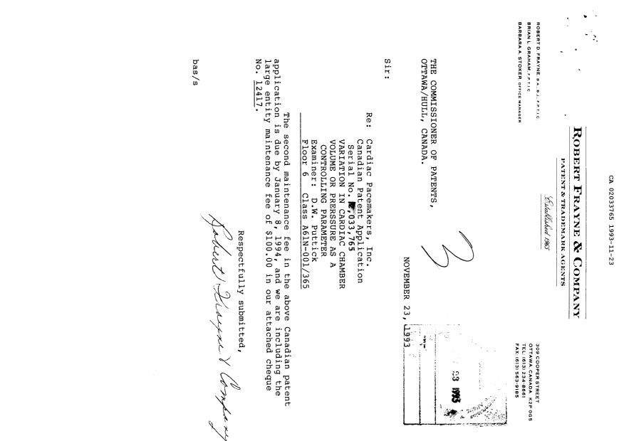 Document de brevet canadien 2033765. Taxes 19931123. Image 1 de 1