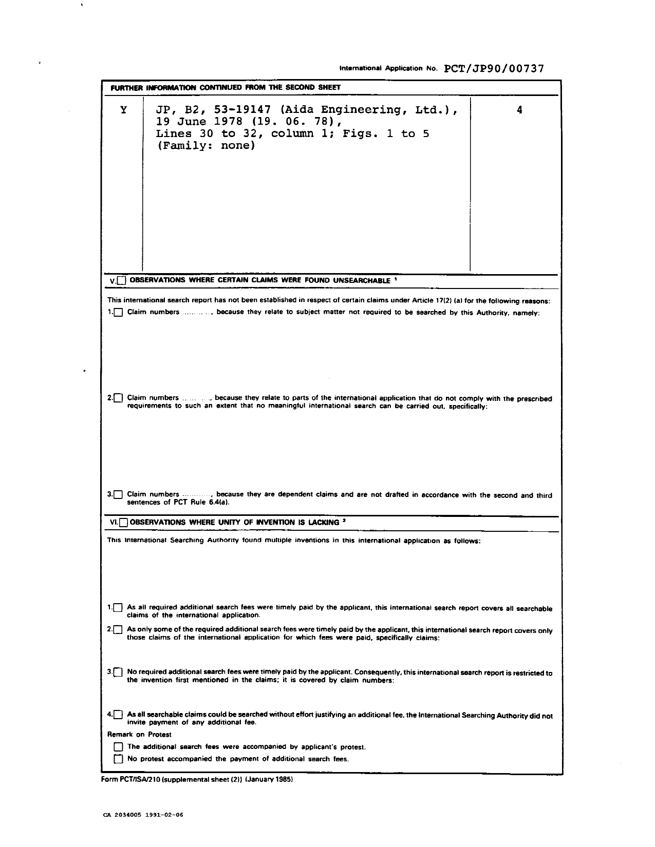 Canadian Patent Document 2034005. International Preliminary Examination Report 19910206. Image 2 of 49