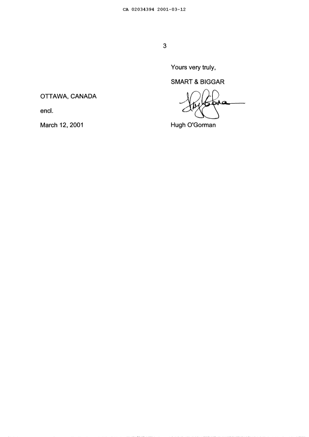 Canadian Patent Document 2034394. Prosecution-Amendment 20010312. Image 3 of 4