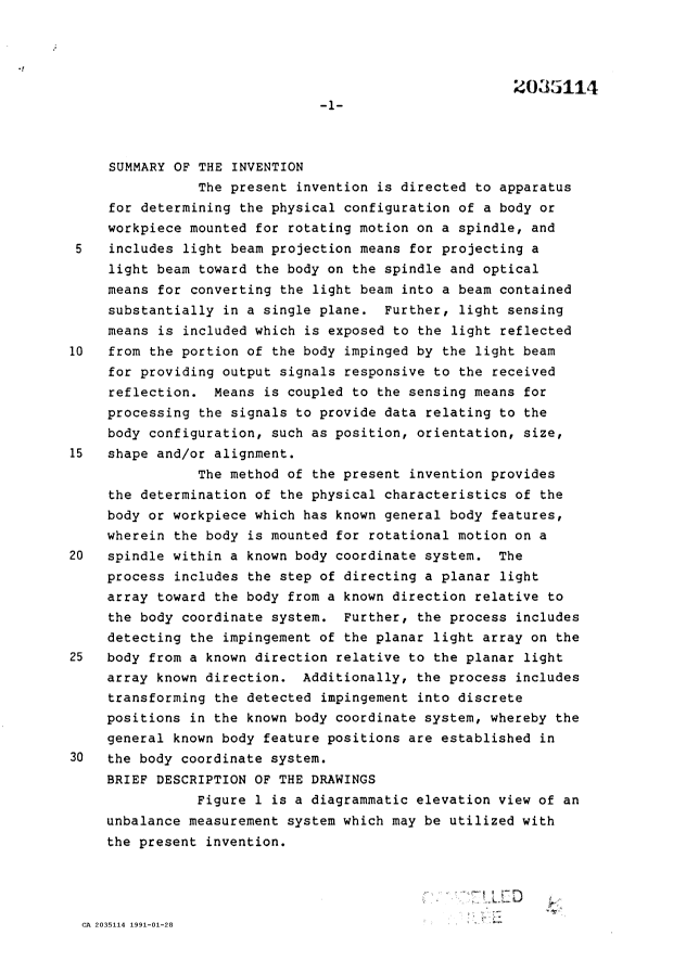 Document de brevet canadien 2035114. Correspondance de la poursuite 19910128. Image 1 de 12