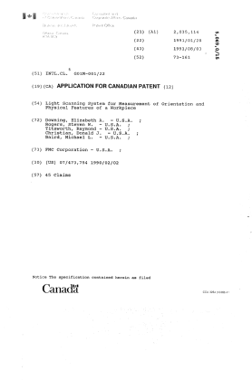 Document de brevet canadien 2035114. Page couverture 19940312. Image 1 de 1