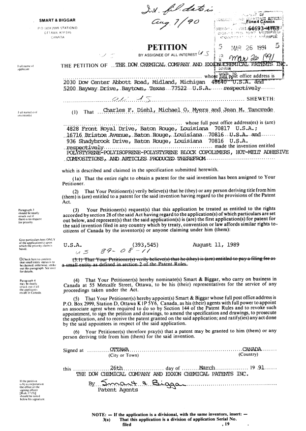 Canadian Patent Document 2037926. Assignment 19910326. Image 2 of 9