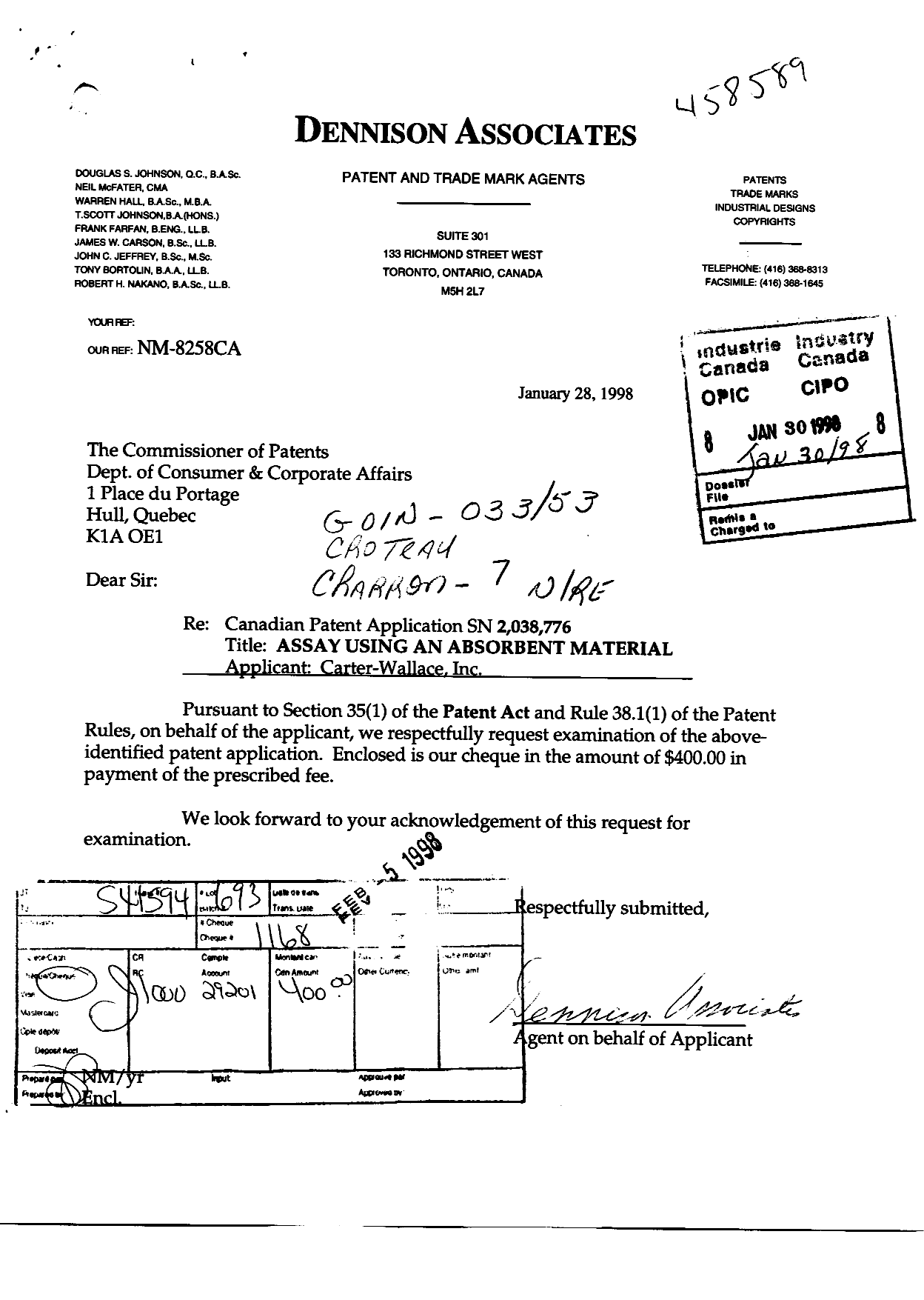 Document de brevet canadien 2038776. Poursuite-Amendment 19980130. Image 1 de 1