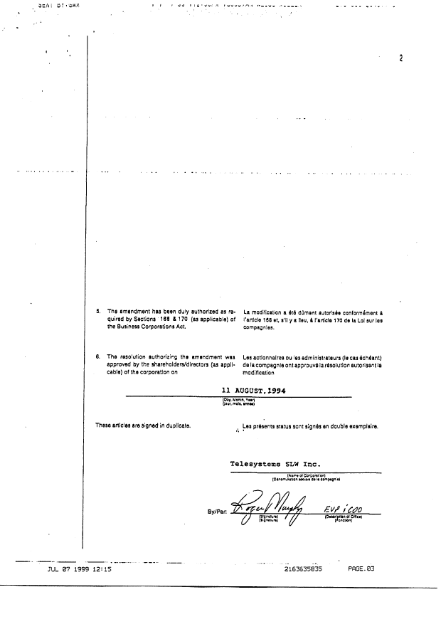 Canadian Patent Document 2040234. Assignment 19990830. Image 3 of 5