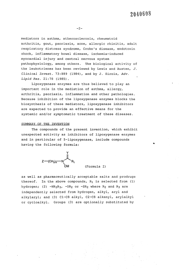 Document de brevet canadien 2040608. Description 19911020. Image 2 de 42