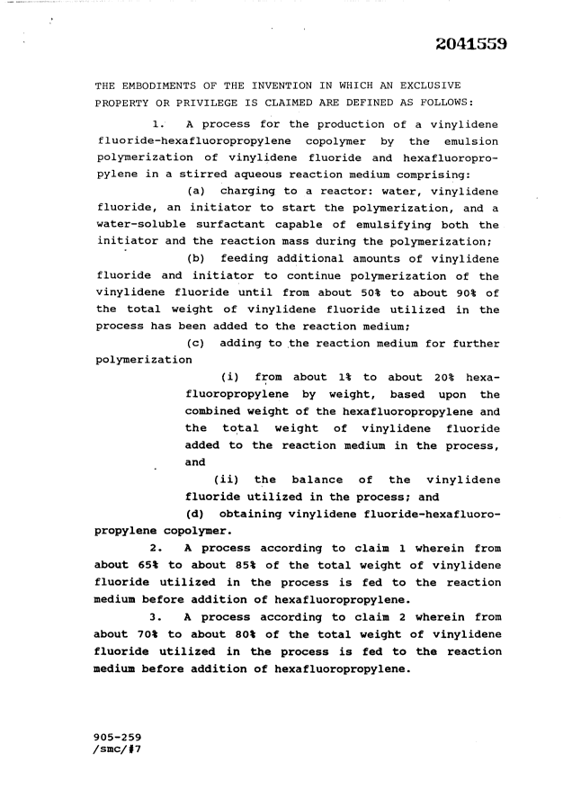 Document de brevet canadien 2041559. Revendications 19970107. Image 1 de 7