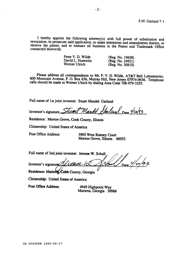 Document de brevet canadien 2043598. Correspondance de la poursuite 19930517. Image 6 de 6