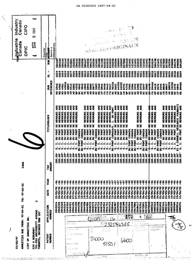 Document de brevet canadien 2043920. Taxes 19961202. Image 1 de 1