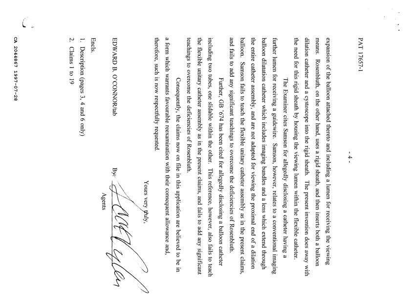 Canadian Patent Document 2044867. Prosecution Correspondence 19970728. Image 4 of 4