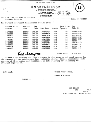 Document de brevet canadien 2046274. Taxes 19931007. Image 1 de 1
