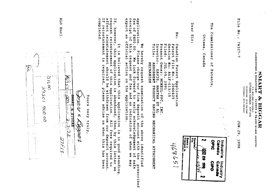Document de brevet canadien 2046425. Poursuite-Amendment 19980629. Image 1 de 1