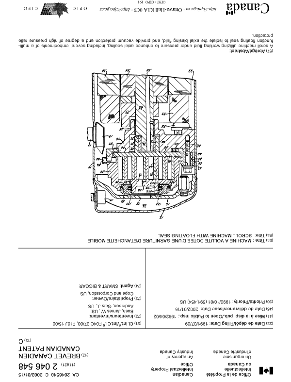 Canadian Patent Document 2046548. Cover Page 20011217. Image 1 of 1