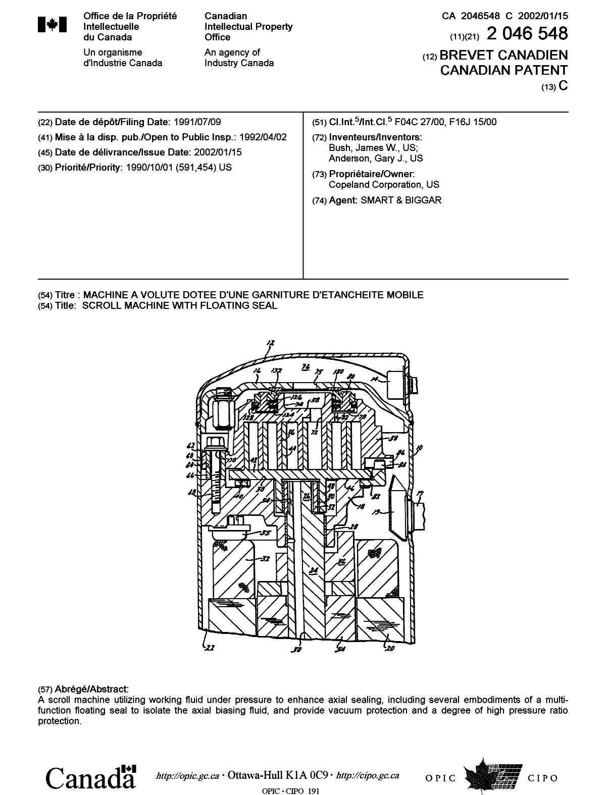 Document de brevet canadien 2046548. Page couverture 20011217. Image 1 de 1