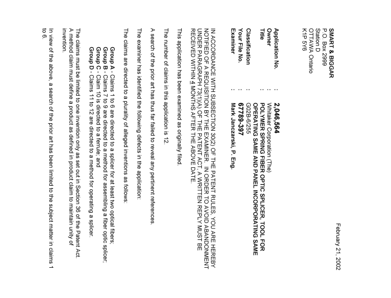 Document de brevet canadien 2046564. Poursuite-Amendment 20020221. Image 1 de 2