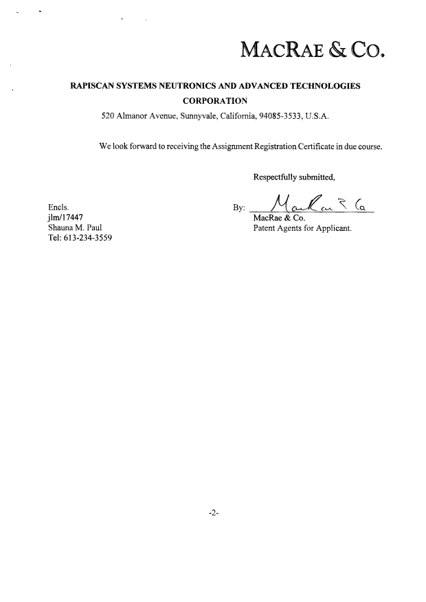 Document de brevet canadien 2046896. Cession 20070705. Image 2 de 5