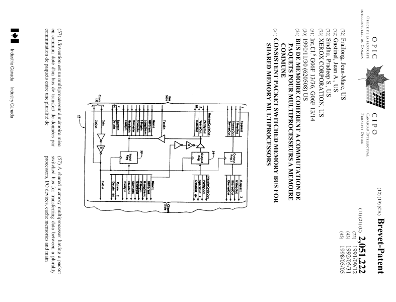 Document de brevet canadien 2051222. Page couverture 19980504. Image 1 de 2