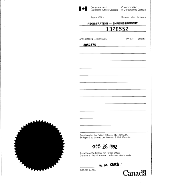 Canadian Patent Document 2052375. Assignment 19910927. Image 3 of 5