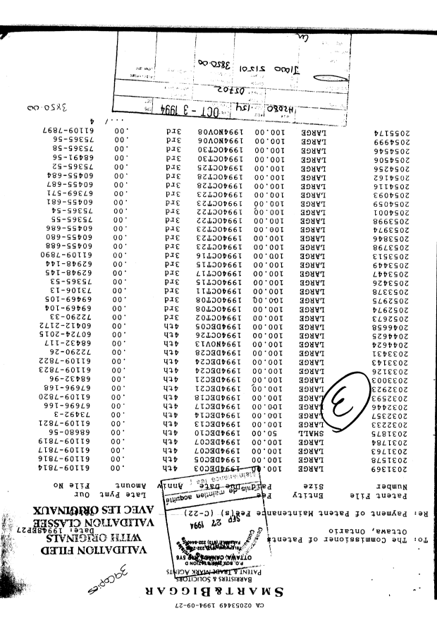 Document de brevet canadien 2053449. Taxes 19931227. Image 1 de 1