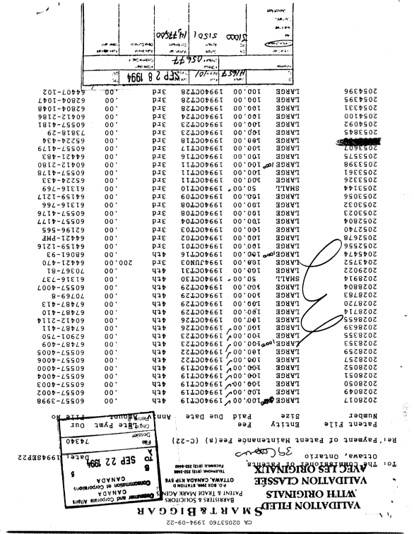 Document de brevet canadien 2053760. Taxes 19940922. Image 1 de 1