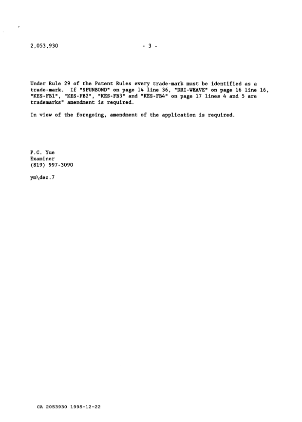 Document de brevet canadien 2053930. Demande d'examen 19951222. Image 3 de 3