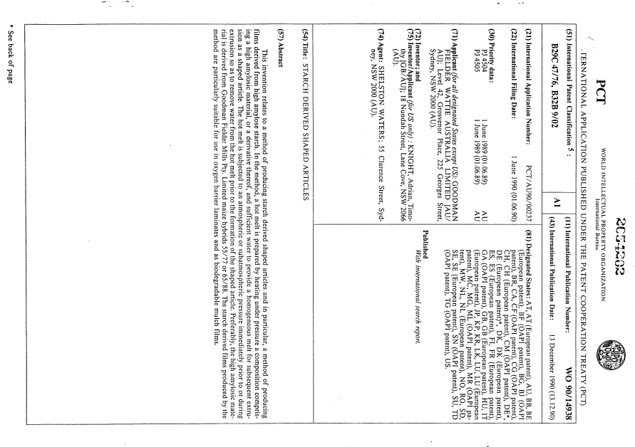 Document de brevet canadien 2054202. Abrégé 19940409. Image 1 de 1