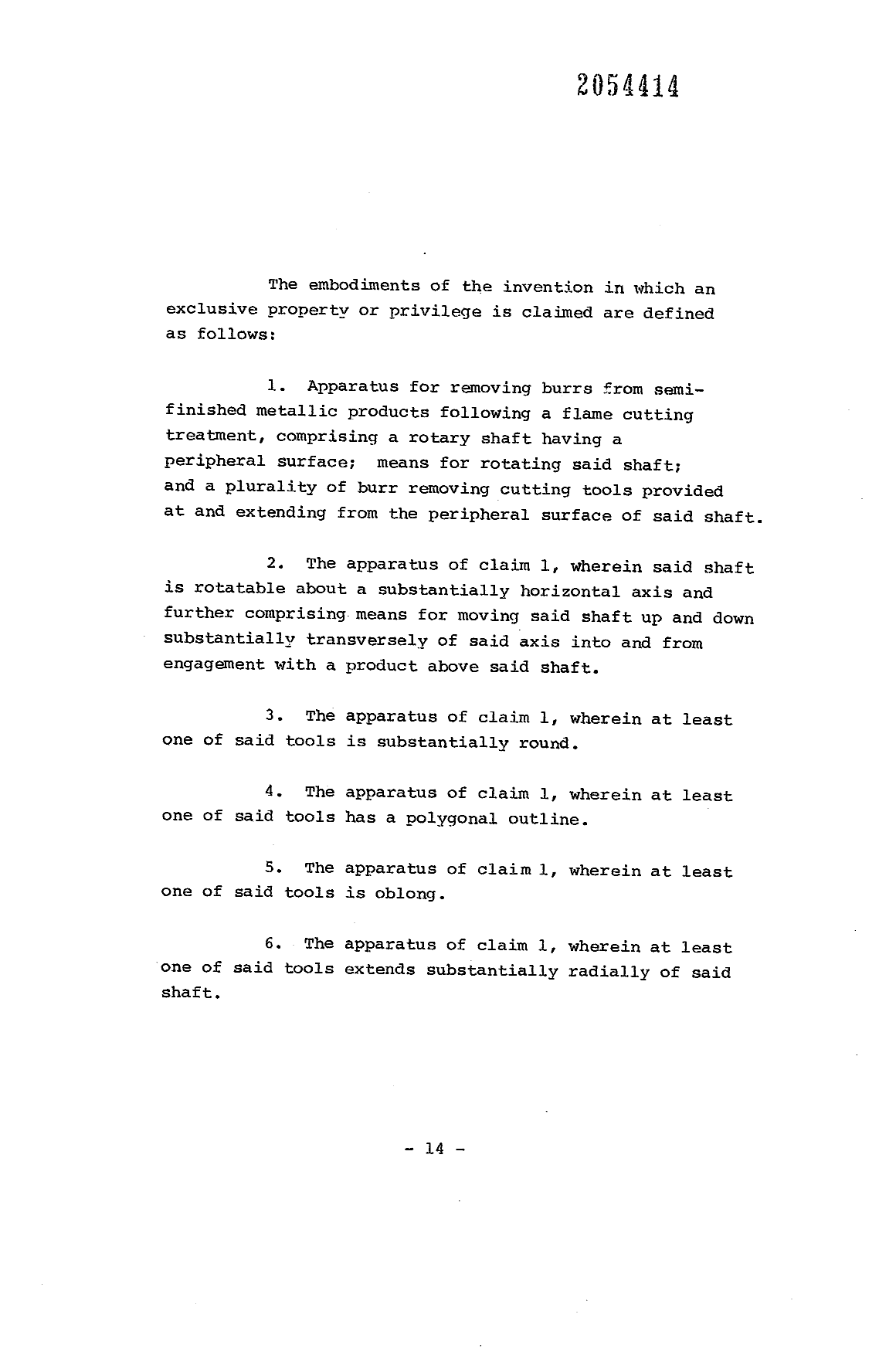 Document de brevet canadien 2054414. Revendications 19920501. Image 1 de 3