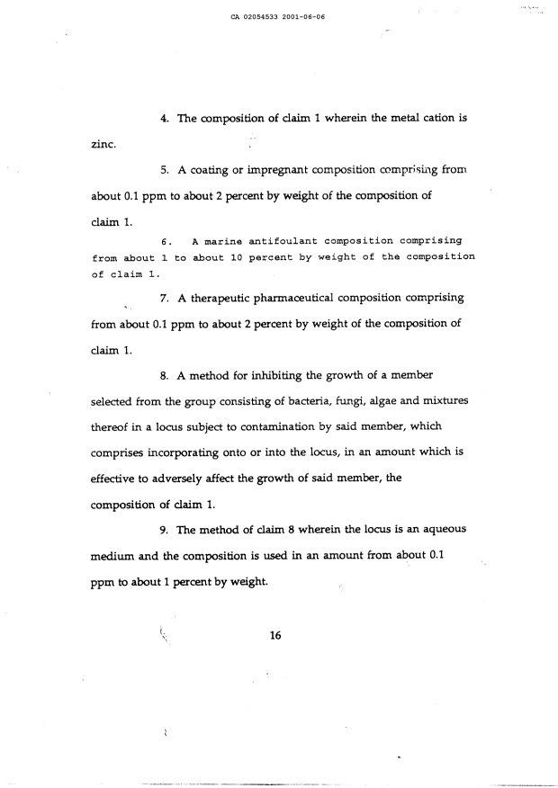 Document de brevet canadien 2054533. Revendications 20010606. Image 2 de 4