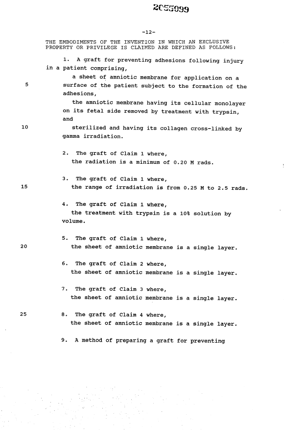 Document de brevet canadien 2055099. Revendications 19921208. Image 1 de 3
