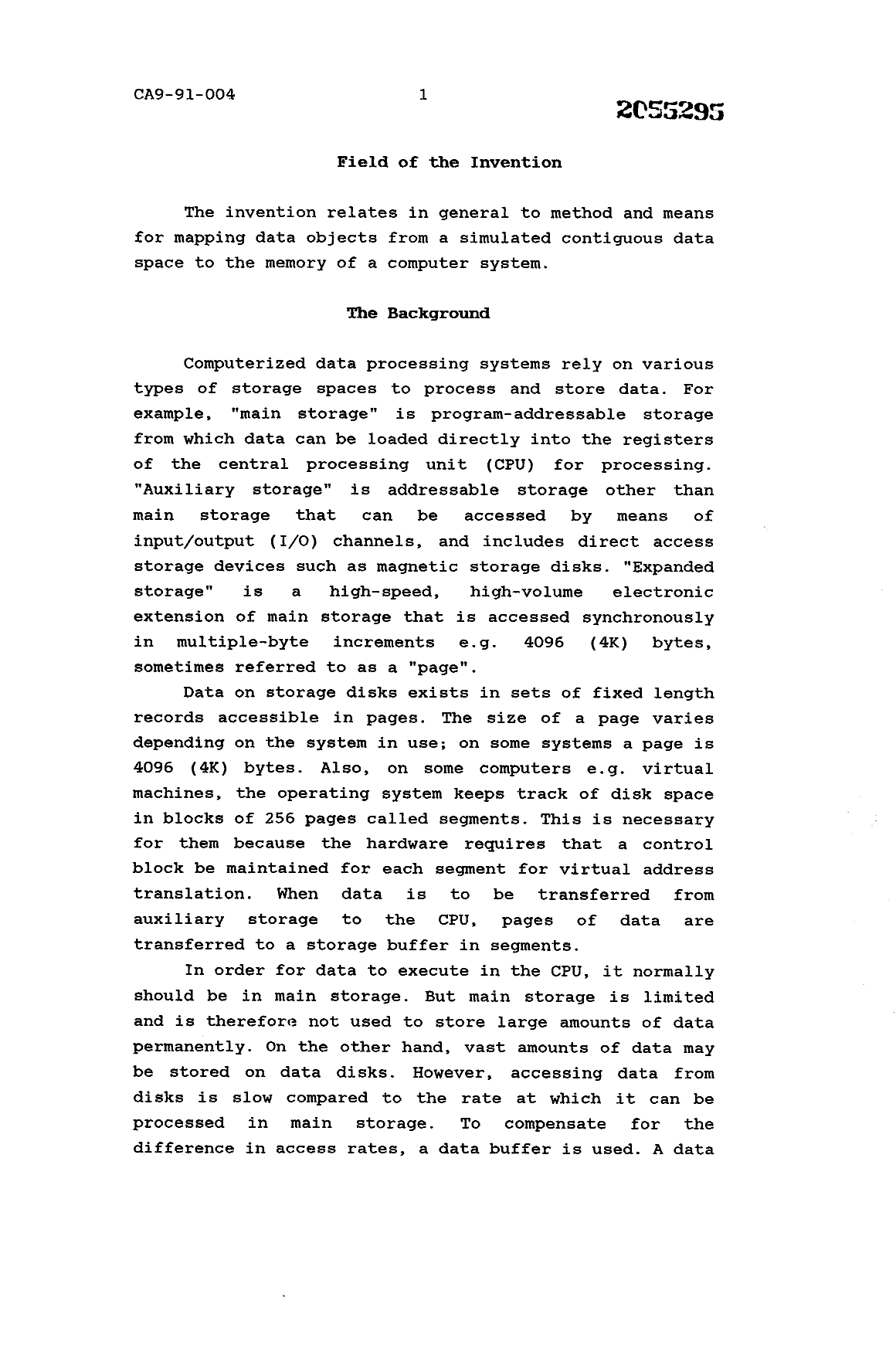 Canadian Patent Document 2055295. Description 19940327. Image 1 of 20