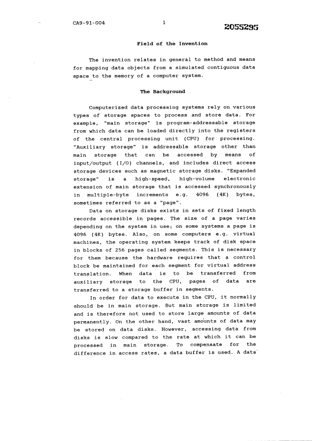 Canadian Patent Document 2055295. Description 20000202. Image 1 of 20