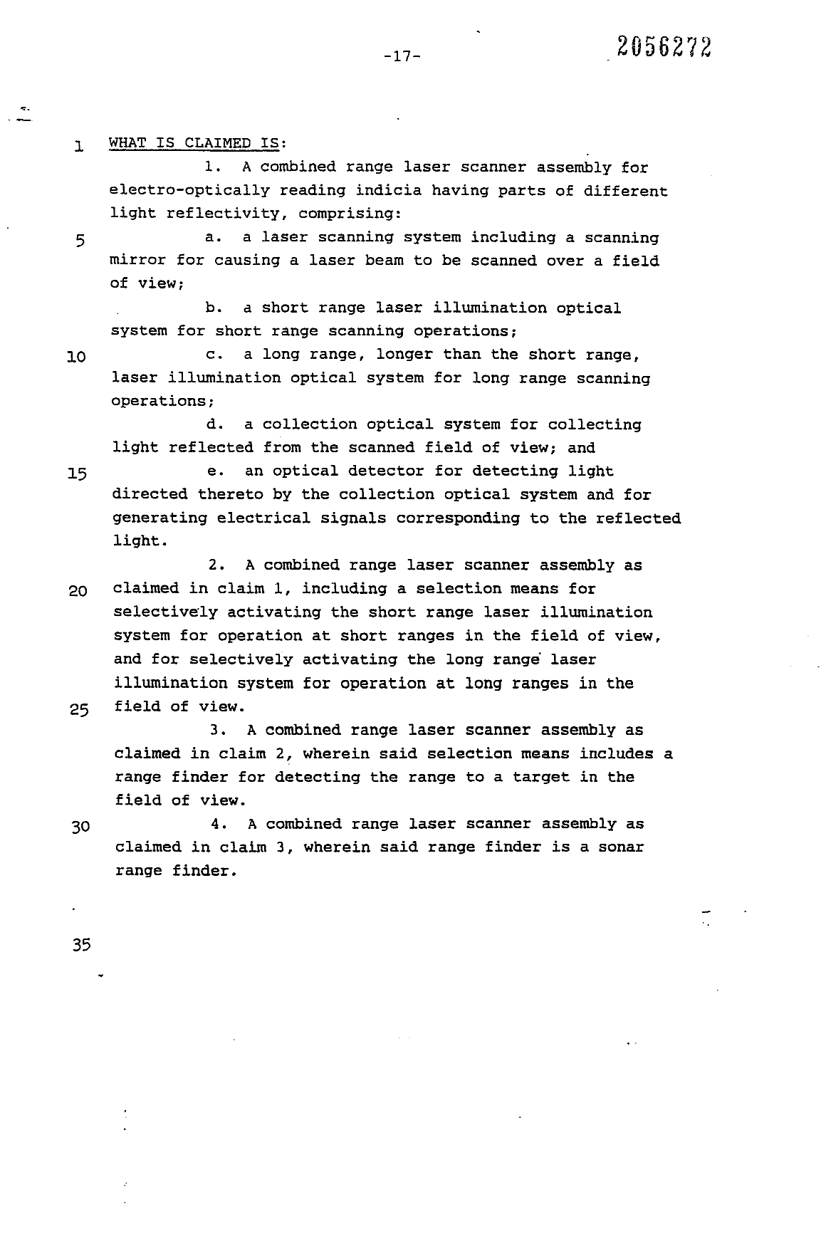 Document de brevet canadien 2056272. Revendications 19931215. Image 1 de 4