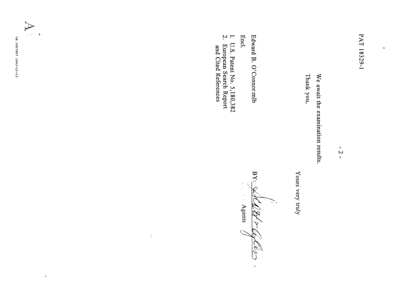 Canadian Patent Document 2057957. Prosecution Correspondence 19931223. Image 2 of 4