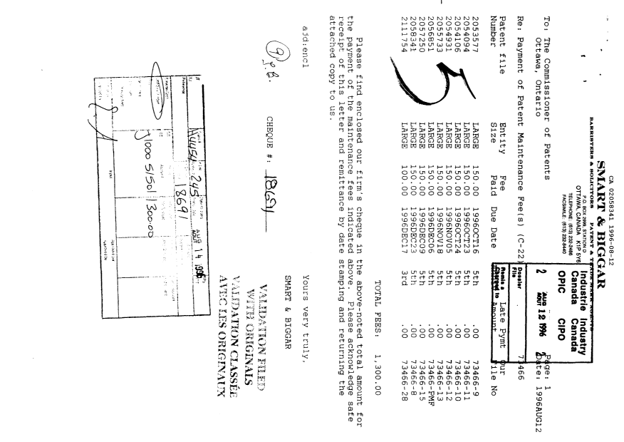 Document de brevet canadien 2058341. Taxes 19960812. Image 1 de 1
