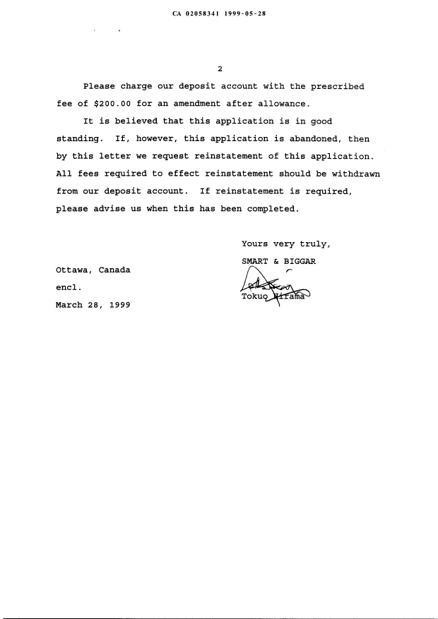 Document de brevet canadien 2058341. Poursuite-Amendment 19990528. Image 2 de 38