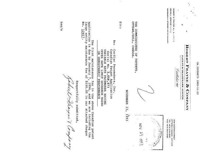 Document de brevet canadien 2058873. Taxes 19931123. Image 1 de 1