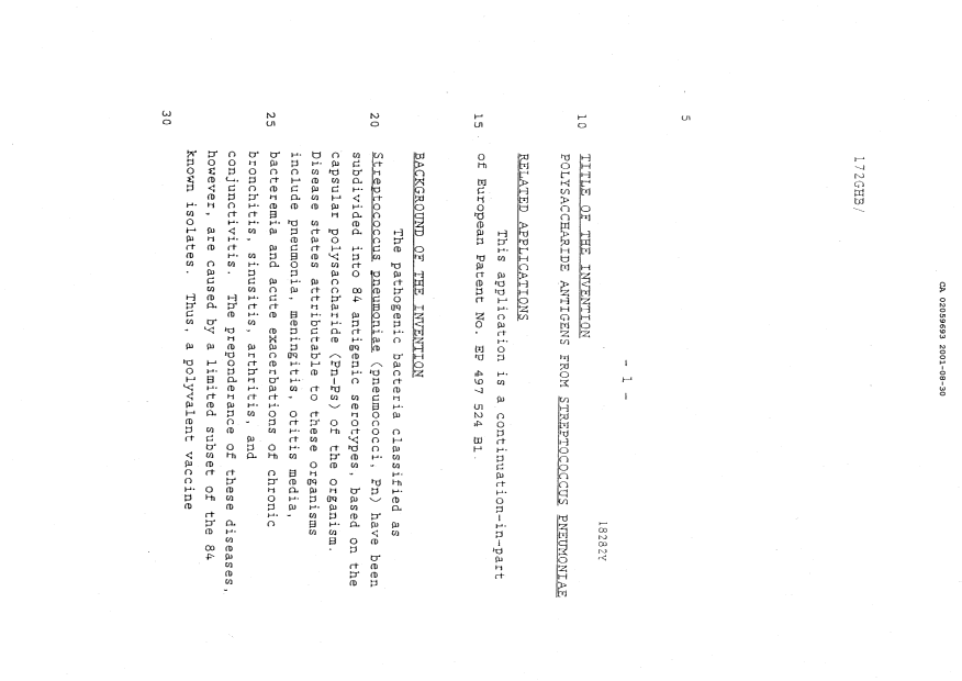 Document de brevet canadien 2059693. Description 20010830. Image 1 de 111
