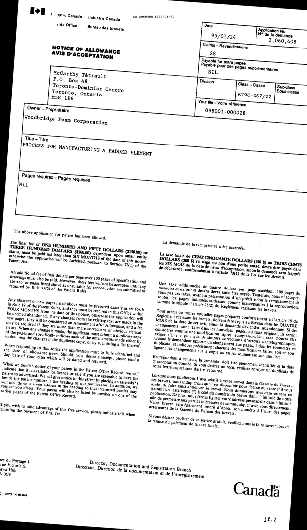 Document de brevet canadien 2060408. Correspondance de la poursuite 19920130. Image 10 de 10