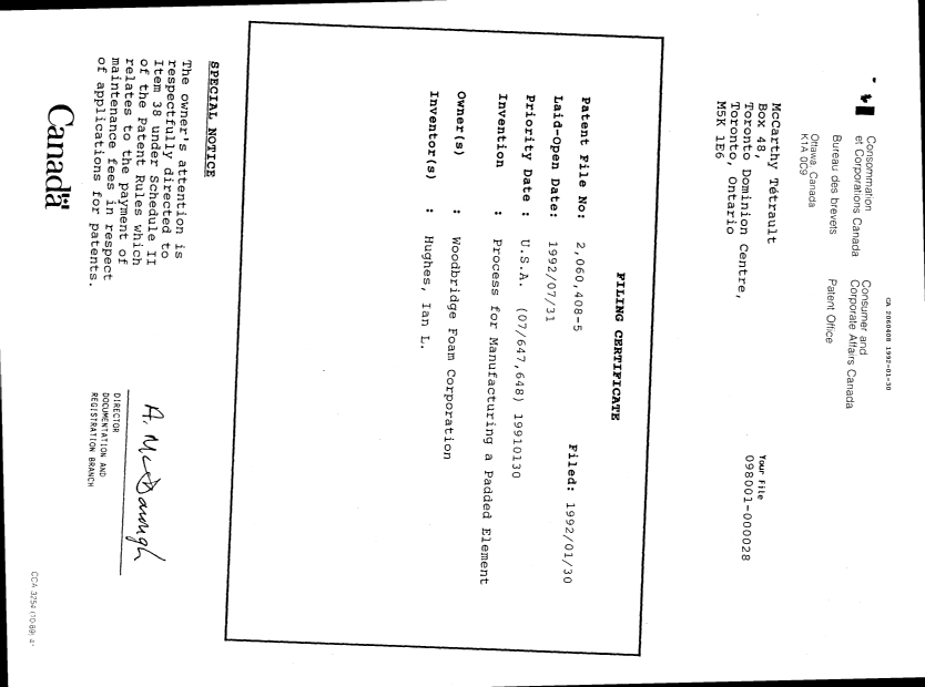 Document de brevet canadien 2060408. Correspondance de la poursuite 19920130. Image 2 de 10