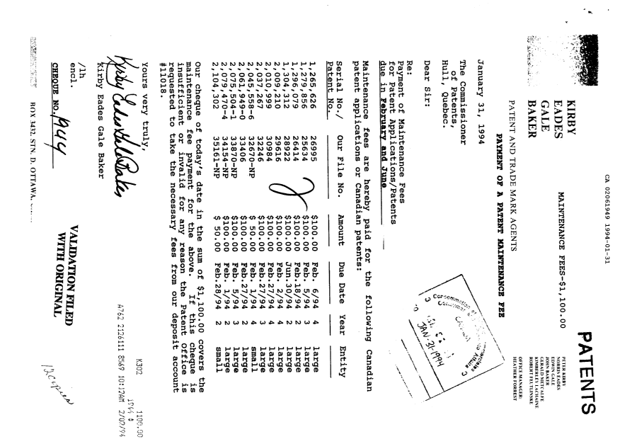 Document de brevet canadien 2061949. Taxes 19940131. Image 1 de 1