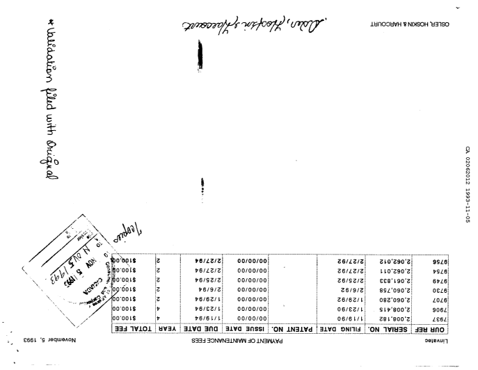 Document de brevet canadien 2062012. Taxes 19931105. Image 1 de 1