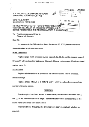 Canadian Patent Document 2064511. Prosecution-Amendment 19991221. Image 1 of 31