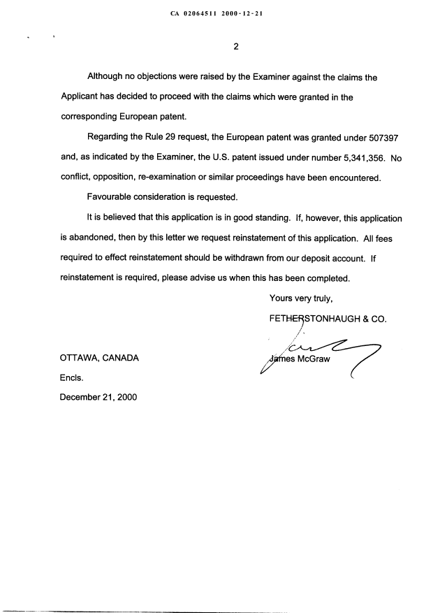 Document de brevet canadien 2064511. Poursuite-Amendment 19991221. Image 2 de 31