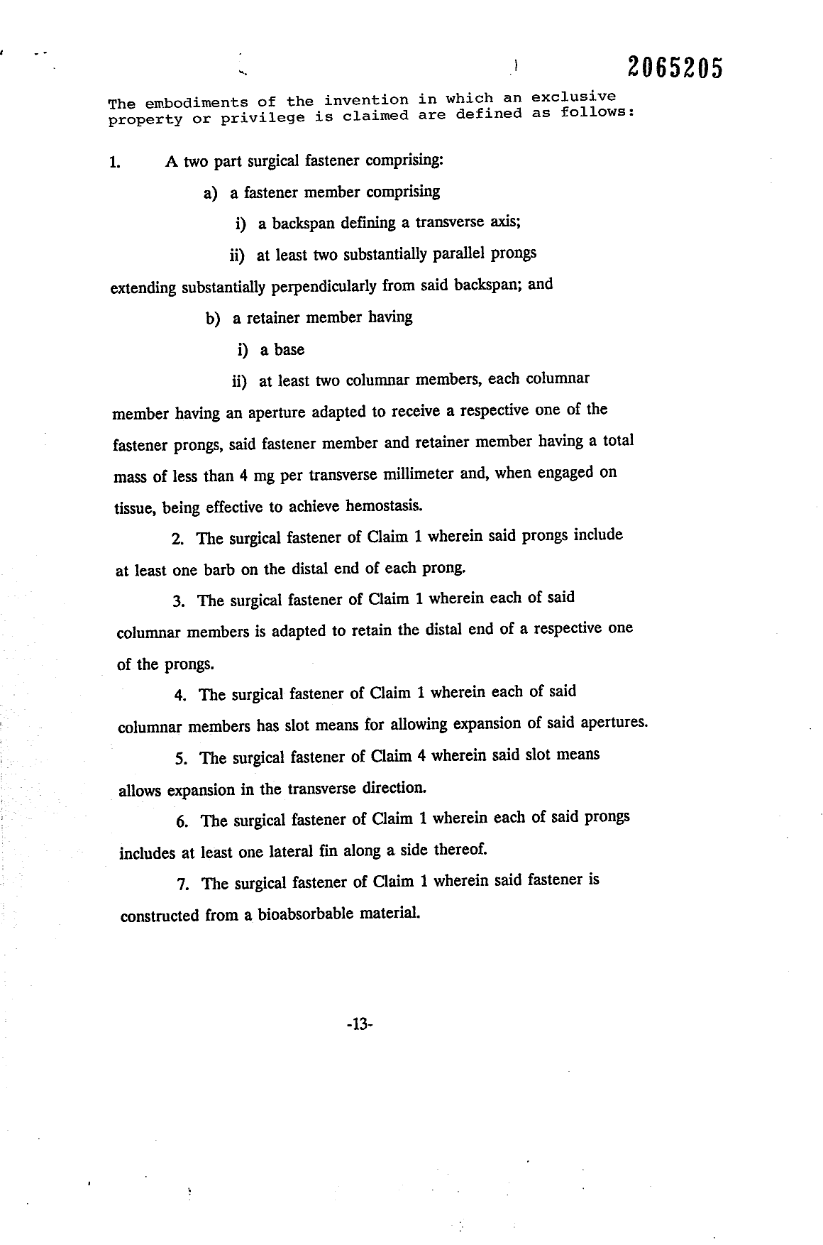 Document de brevet canadien 2065205. Revendications 19931214. Image 1 de 2