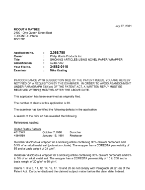 Canadian Patent Document 2065788. Prosecution-Amendment 20001227. Image 1 of 2